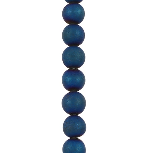 Blue Plated Druzy Agate Round Beads by Bead Landing